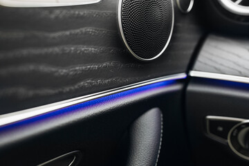 Modern car panel, with leather and backlight