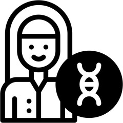Vector Icon Female, DNA, Healthcare And Medical, Chromosome, Scientist