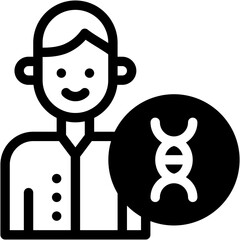 Vector Icon Male, DNA, Chromosome, Cell, Education, Scientist