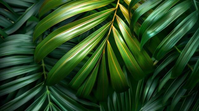 Palm leaf texture close-up view 
