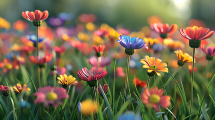 Obraz premium Field of flowers background, floral wallpaper