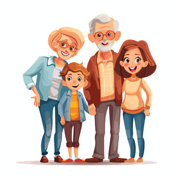 Grandparents and kids cartoon vector illustration i