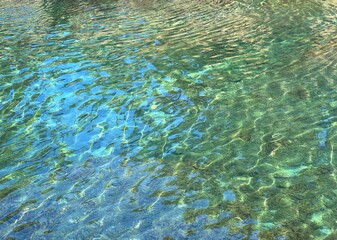 Sea clear turquoise water  glittering surface.