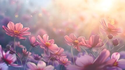 Field of flowers background, floral wallpaper
