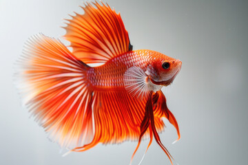 Fototapeta premium A purebred fish poses for a portrait in a studio with a solid color background during a pet photoshoot.