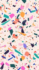 Fototapeta na wymiar A playful and colorful confetti pattern, with scattered shapes and sparkles on a neutral background, injecting joy and celebration into designs created with Generative AI Technology