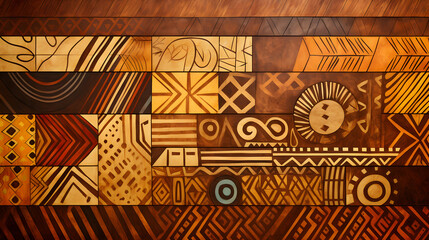 Tribal-Inspired Ethnic Pattern in Earth Tones: Exoticism Meets Artistry - obrazy, fototapety, plakaty