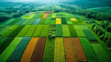 Gordijnen Fields from Above. Rural Agriculture © EwaStudio