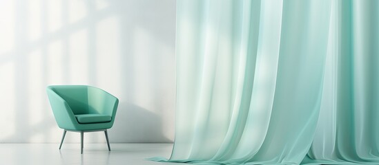A detailed view of a single chair positioned against a decorative curtain backdrop