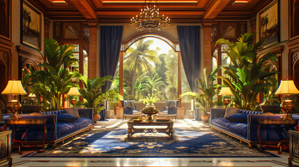 Exotic Tropical Hotel Villa with Wooden Furnishings, Surrounded by Lush Gardens and Offering Serene Views for a Perfect Vacation