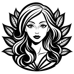 beauty care logo silhouette vector art Illustration