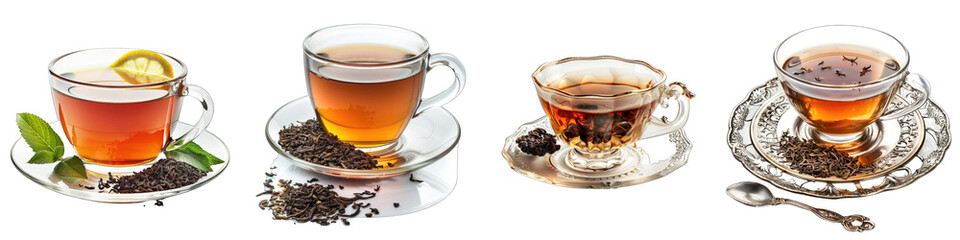 Earl Grey tea in a sophisticated setting Hyperrealistic Highly Detailed Isolated On Transparent Background Png File - obrazy, fototapety, plakaty