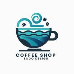 Coffee restaurant cafe burger fast food shop logo design vector template

