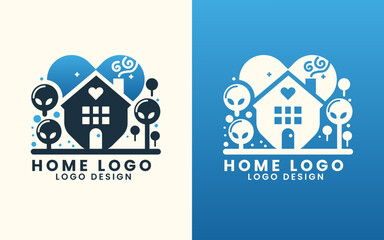 Sweet home love house concept real estate building logo design template
