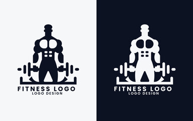 Gym fitness bodybuilding gym equipment logo design vector template 