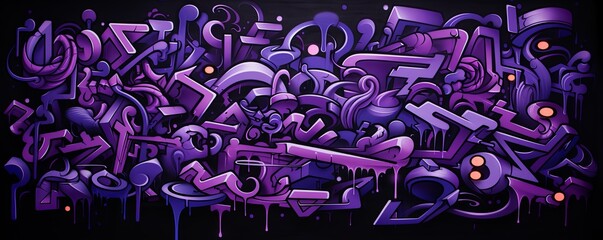 black background, many small graffiti spray tags shapes symbols, lilac