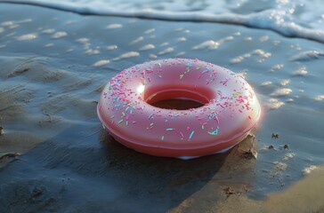 Inflatable pink donut