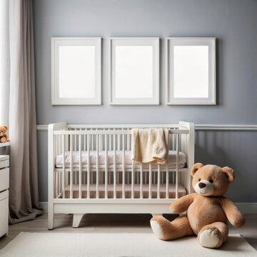 Mock up of poster above cradle in child's