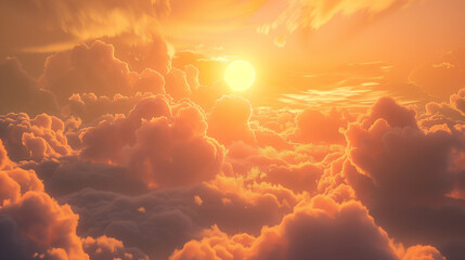 red sky clouds and sun sunset background