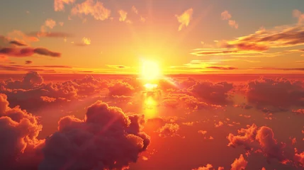 Foto op Plexiglas Baksteen red sky clouds and sun sunset background