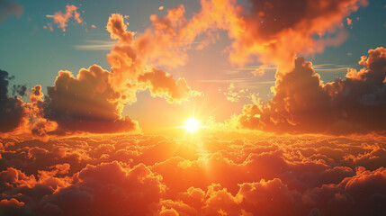 Fototapeta na wymiar red sky clouds and sun sunset background