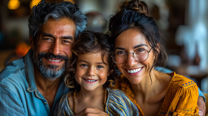 Joyful Family Portrait.  Smiling Faces of a Happy Family