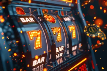 Foto op Canvas Close-up of a slot machine hitting a jackpot © BoOm