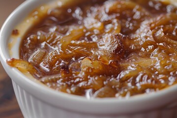 Savory French Onion Soup, Caramelized Onion Focus, Rustic Ambiance