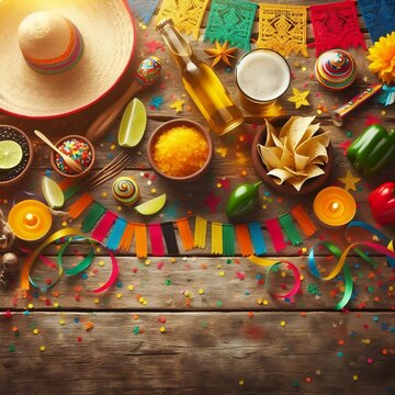 Cinco de Mayo holiday background banner with copy space created with generative ai.