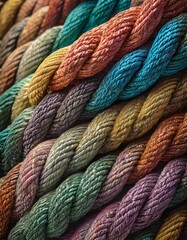 Vibrant Array: Close-Up of Assorted Colored Ropes