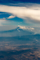 Aerial view of the Sierra de Guadalupe mountains north of Mexico City 