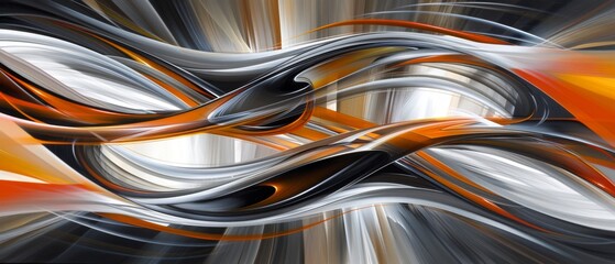   An AI-generated photo featuring an orange, white, and black abstract composition on a monochromatic backdrop, accentuated by white and orange outlines