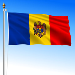 Moldova official national waving flag, european country, vector illustration
