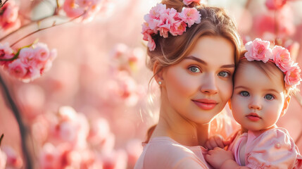 Fototapeta premium Mother and Daughter. A Summer Portrait of Pure Love. Mothers Day concept