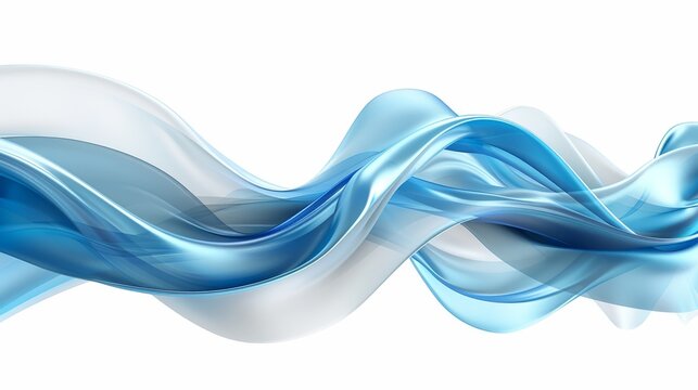   An abstract image features a blue and white background, with a wavy wave of light blue and white on the left side