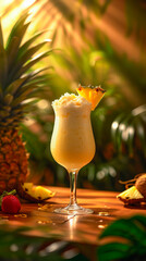 Pina Colada. Pineapple Cocktail - obrazy, fototapety, plakaty