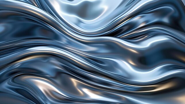 abstract fluid metal background with smooth lines and waves, computer generated images