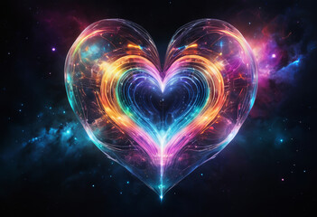 Abstract cosmic heart on a space background