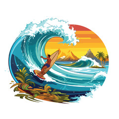 Surf time cartoon cartoon vector illustration isola