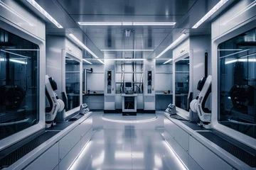 Fotobehang Modern Automated Machine Shop © spyrakot