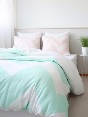 bright spring colors mint and white, pinknordic pattern white background 
