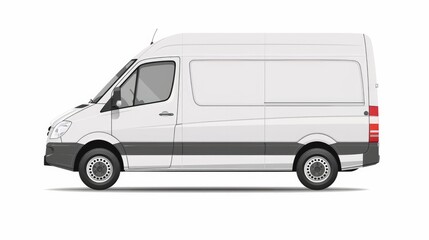 Fototapeta na wymiar A delivery van captured from the side view, isolated on a clean white background