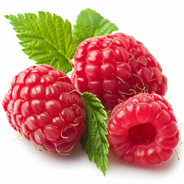 raspberry, berry, fruit, food, red, isolated, ripe, sweet, healthy, fresh, raspberries, white, closeup, macro, dessert, juicy, fruits, freshness, leaf, green, delicious, diet, berries, nature, organic