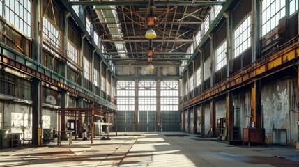 Fototapeta premium A spacious interior of a large factory workshop