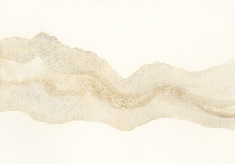 Acrylic, Ink watercolor hand drawn flow brushstroke stain blot wave paper texture background. Beige, brown neutral color.