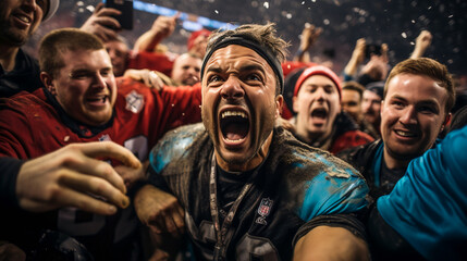 Victorious Moments. Triumphant Scene. Super Bowl Closing Moments - obrazy, fototapety, plakaty