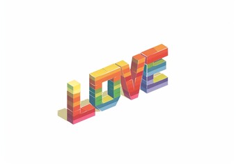 isometric rainbow cubes forming the word "LOVE" Generative AI
