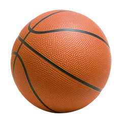 Basketball PNG isolated on transparent background with black seam lines and blank basketball ball texture and orange simple basketball