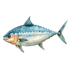 bonito fish vector illustration in watercolour style - obrazy, fototapety, plakaty