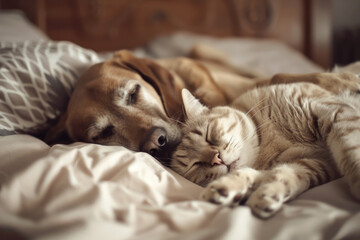 A cat and a dog are companions.

